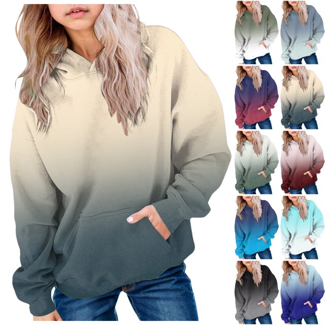 Sweat à Capuche à Manches Longues pour Filles Confortable Chaud et à la Mode Imprimé Teinture sur Nœuds