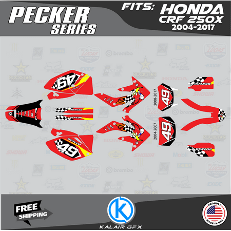 Kalair GFX Graphics Kit for Honda CRF250X ENDURO (2004-2007) Pecker Series Kalair GFX Graphics Kit for Honda CRF250X ENDURO (2004-2007) Pecker Series