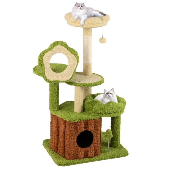 Gymax 40'' Cat Tree Tower w/Perch Condo Platforms Hanging Toy Spring Ball for Indoors