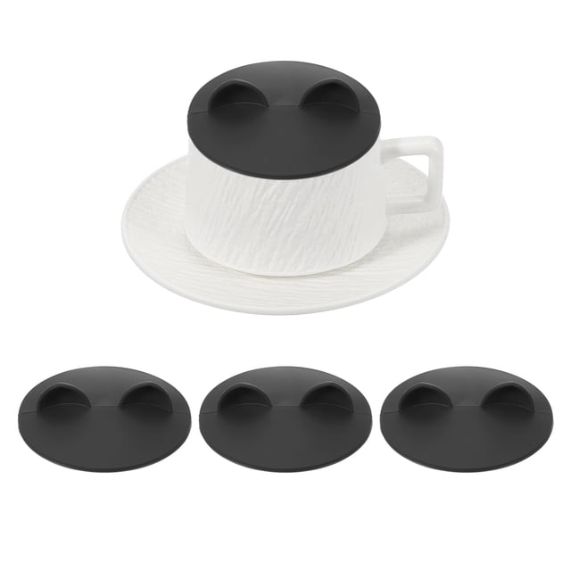 3Pcs Tapas de Silicona para Tazas, Tapas Universales de 4.1 Pulgadas con Forma de Orejas de Gato para Tazas, Tazas de Té, Tazas de Café, Reutilizables a Prueba de Polvo, Negros