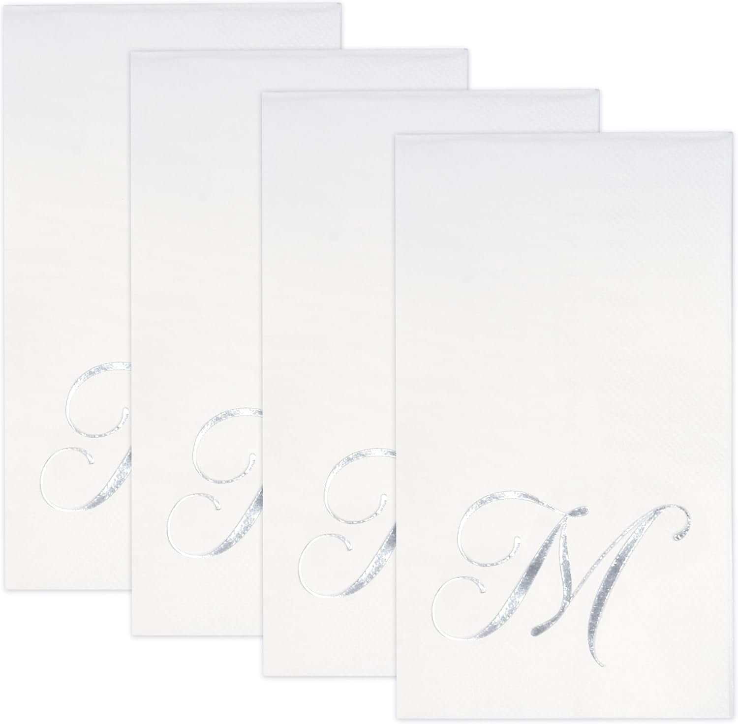 Gift Boutique 100 Silver Monogram on White Napkins
