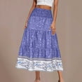 thumbnail image 2 of Akafmk Summer Womens Skirts,Maxi Skirts for Women Boho Vacation Flowy Skirts,Floral Print Elastic High Waist Tiered Skirts Loose Fitting Vacation Beach Long Skirts, 2 of 5