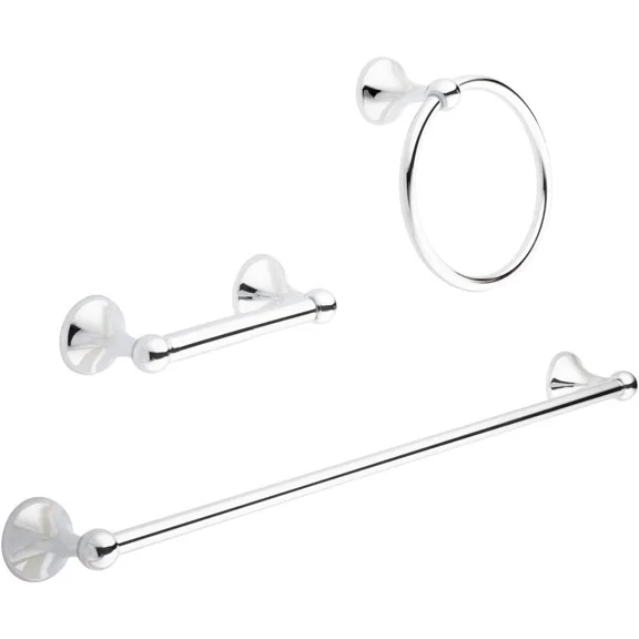 3 In 1 Polished Chrome Bathroom Hardware Set Towel & Toilet Paper Hanging Racks