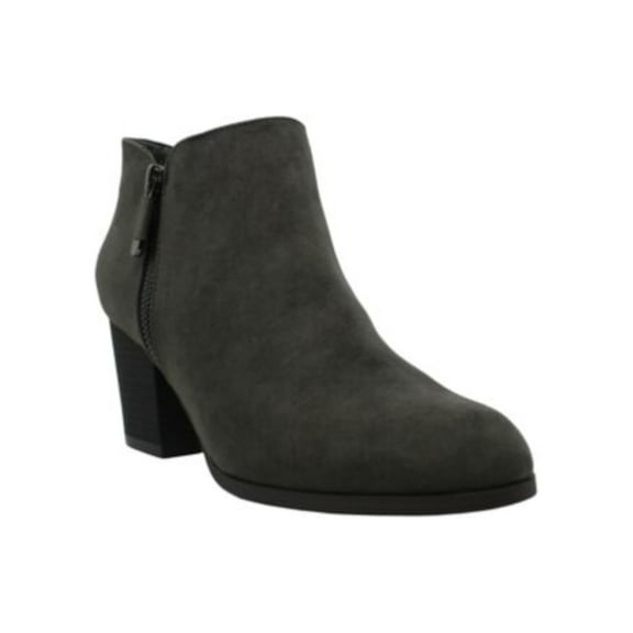 STYLE & COMPANY Womens Gray Notched At Sides Cushioned Zipper Accent Masrinaa Round Toe Block Heel Zip-Up Booties 6.5 M