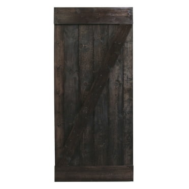 Calhome 36 in. x 84 in. Dark Walnut Plank Knotty Pine Sliding Barn Wood Interior Door Slab