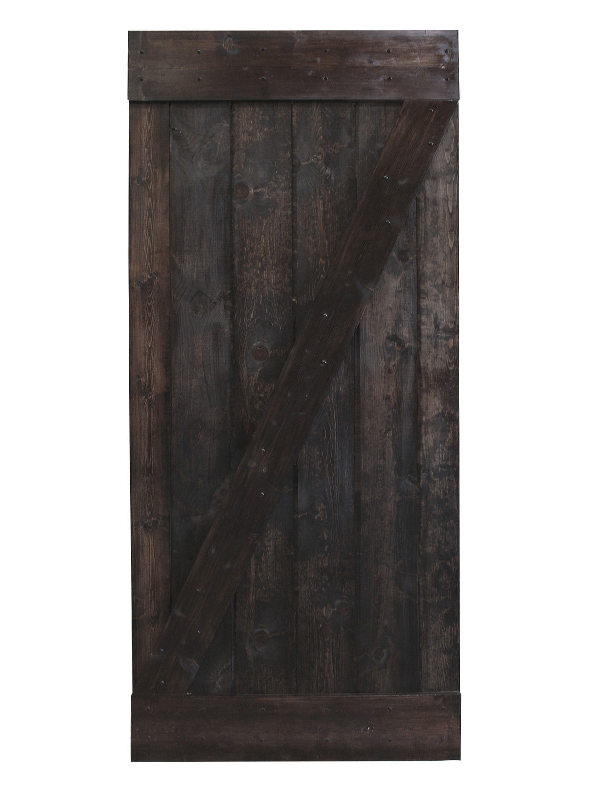 Calhome 36 in. x 84 in. Dark Walnut Plank Knotty Pine Sliding Barn Wood Interior Door Slab