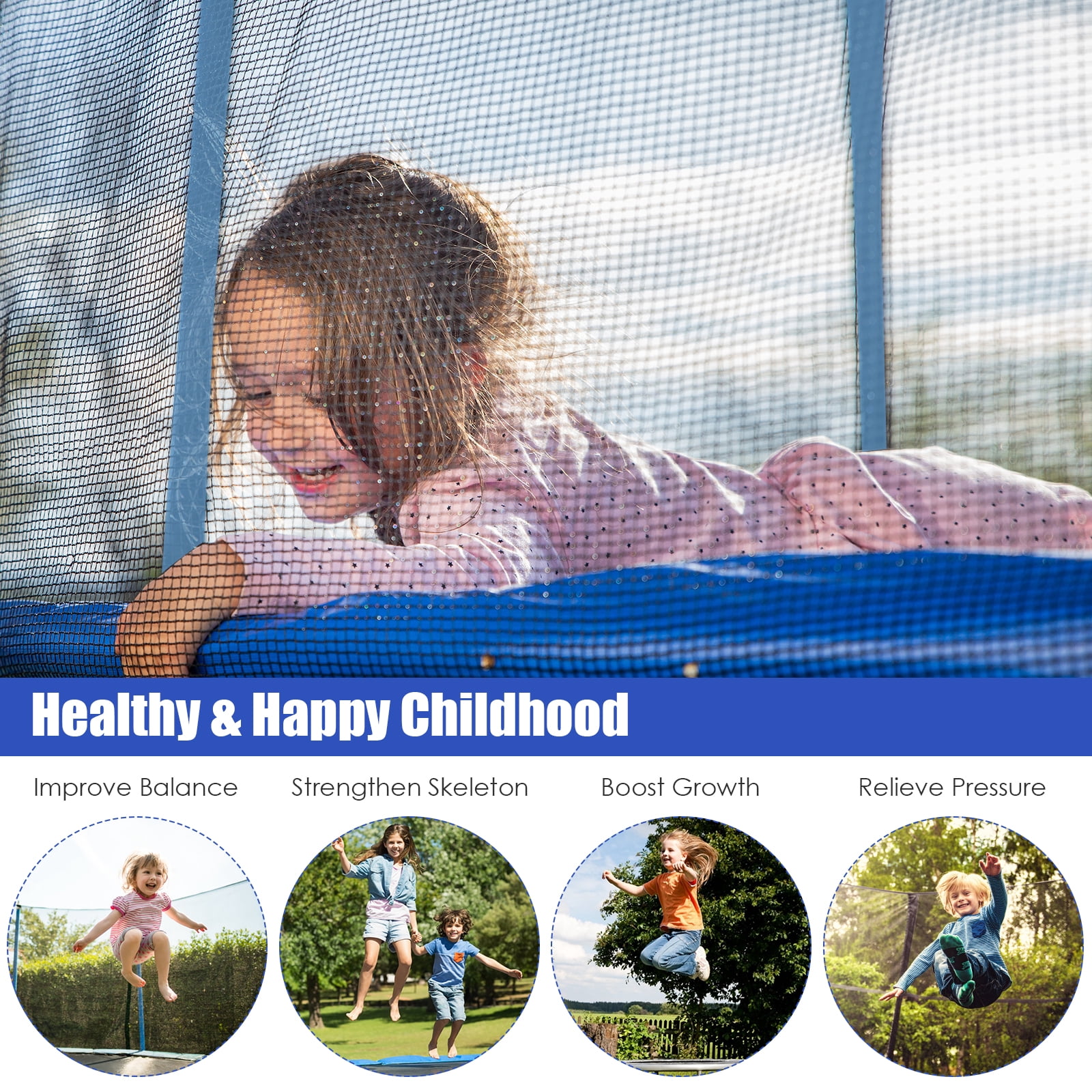 Topbuy 14FT Trampoline for Kids Recreational Trampolines with Internal Safety Enclosure Net