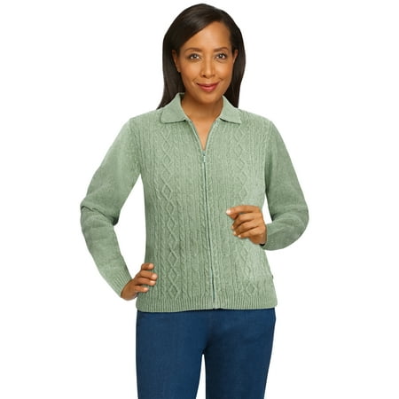 Alfred Dunner Womens  Chenille Cardigan Sweater