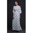 thumbnail image 3 of Bimba Rayon Leaves,Floral & Diamond Geometric Printed Gown Kimono Sleeves Summer Long Maxi SlitÂ&nbsp;Dress-Medium, 3 of 6