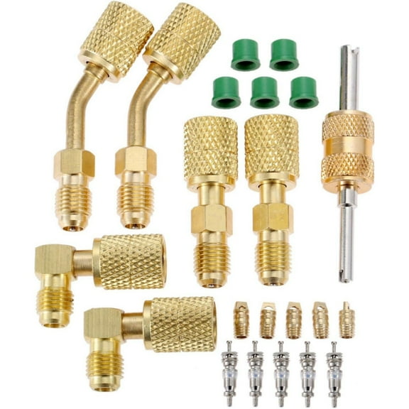 TAPDRA R410A Adapter Kit 5/16” SAE Female to 1/4” SAE Male Brass Alloy for R410A Mini Split System Charging Vacuum Port