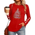 thumbnail image 7 of Hvot&aat Christmas Shirts for Women Merry Christmas Printed Pullover T-Shirt Crewneck Long Sleeve Vacation Tunics Tops, 7 of 7
