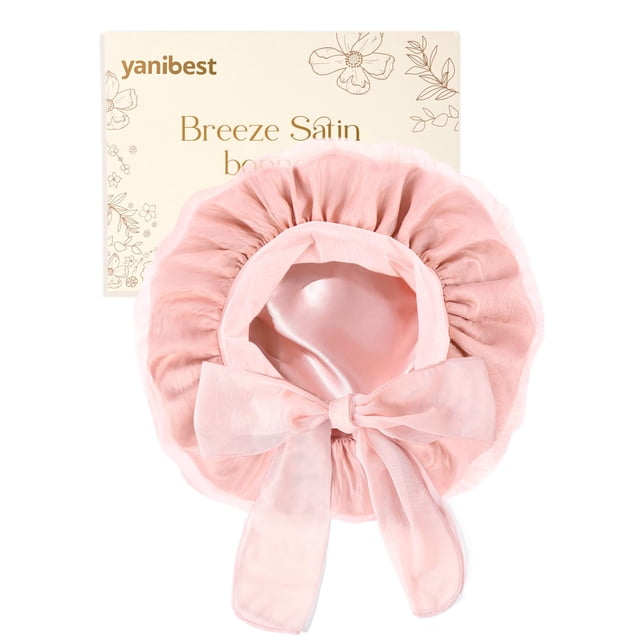 Gorro de seda YANIBEST para dormir con forro satinado rosa