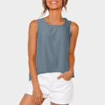 thumbnail image 2 of HBFAGFB Débardeurs pour Femmes Col Rond Sans Manches Gilet Léger Vêtements d'Été à la Mode Bleu Taille m, 2 of 5