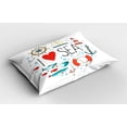 thumbnail image 2 of Ambesonne Nautical Pillow Sham 2 Pack, I Love Sea Words, 26"x20", White Red Blue, 2 of 3
