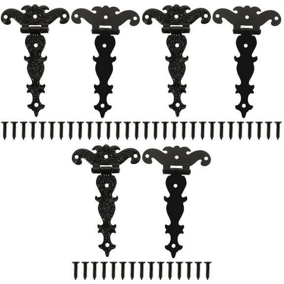 Unbranded 4.4" x 2.7" x 0.5" Iron T-Shaped Hinges with 6 Hinges and 48 Screws, 1 Piece