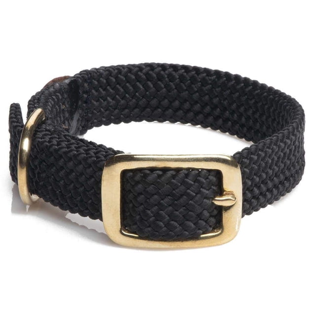 Mendota Pet Double Braid Collar - Brass - Dog Collar - Made in The USA - Black 9/16 in x 14 in Junior