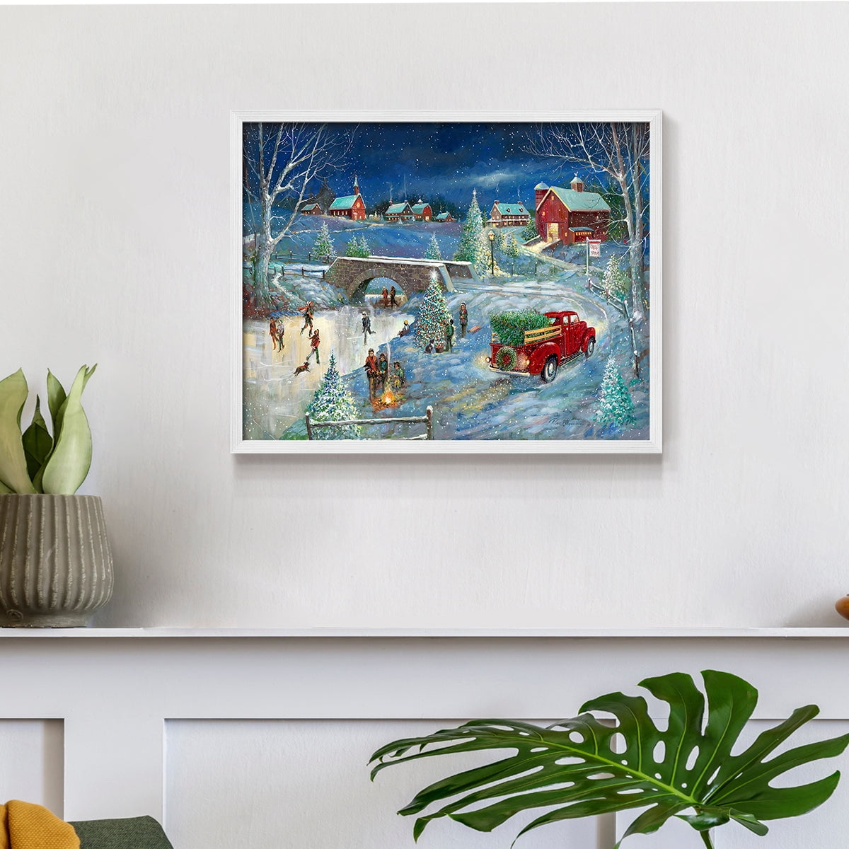 Warm Holiday Memories by Ruane Manning - Restickable Framed Giclée Print with Real Wood Frame