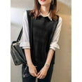 thumbnail image 4 of Women'S Round Neck Sleeveless Pullover Ribbed Knit Sweater Vest Top Black L, 4 of 6