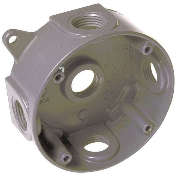 Bell Outdoor Round Splice Box, Aluminum, 4", Gray Model 5361-5