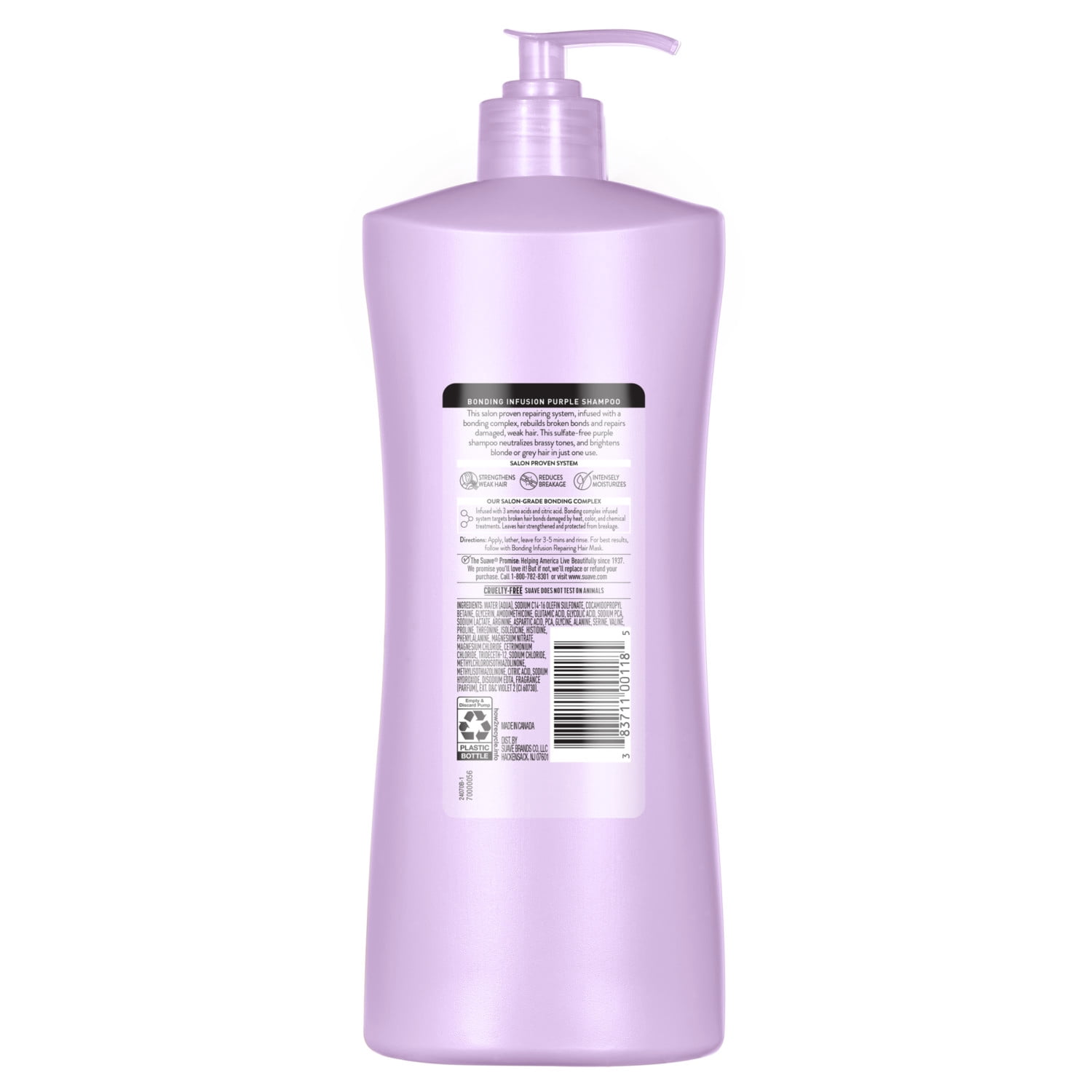 Suave Bonding Infusion Purple Toning Shampoo, for Neutralizing Brassy Tones, 28 fl oz with Pump