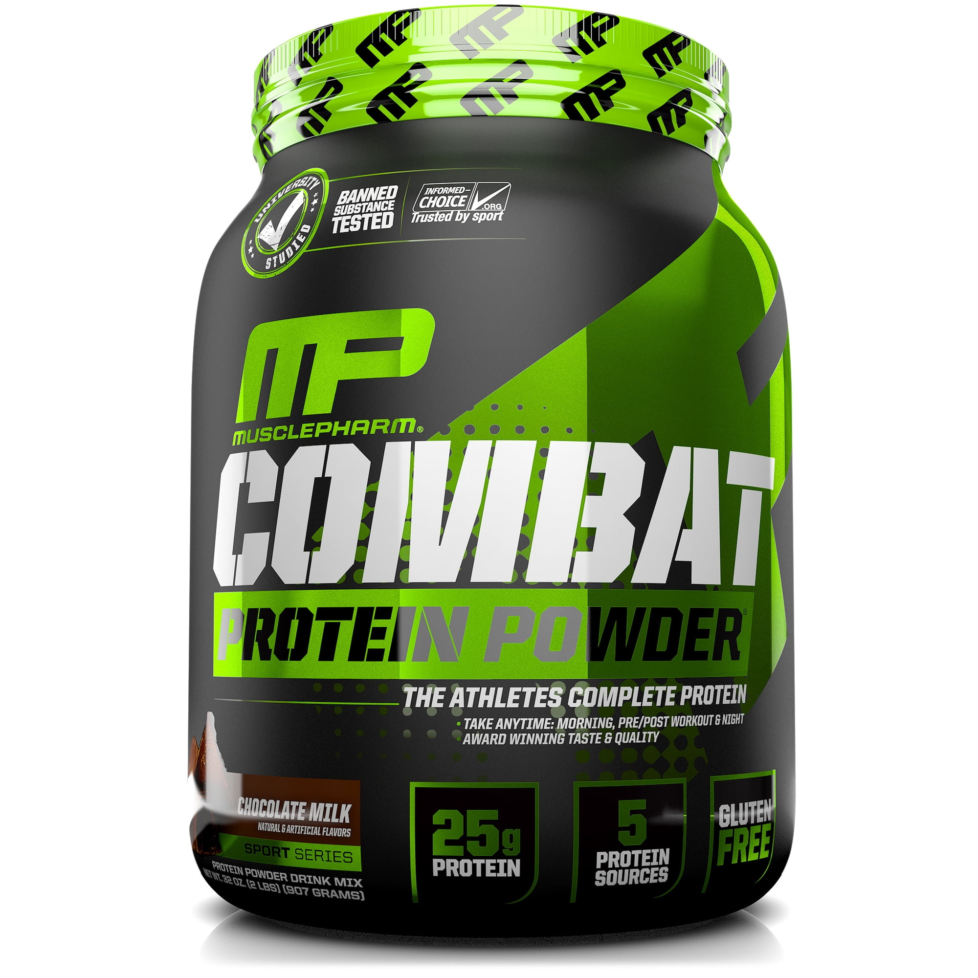 MusclePharm Combat Protein Powder, Chocolate Milk, 25g Protein, 2 Lb