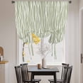thumbnail image 3 of Green Waves Stripes Balloon Curtains 63 Inch Length for Living Room/Bedroom, Vintage Minimalist Lines Texture Rod Pocket Privacy Door Curtains Decorative Tie Up Shade for Window 52"x63", 3 of 8
