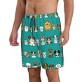 thumbnail image 2 of KLL Cartoon Dogs Men's Casual Summer Beach Shorts Hawaiian Shorts with Pockets-Medium, 2 of 5