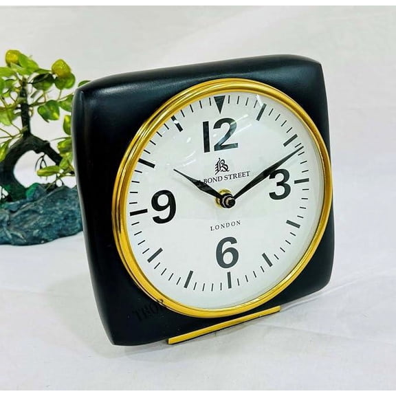 THOR INSTRUMENTS Vintage Alarm Clock Square Silent Analog Table Clock Non-Ticking with Roman Numerals, Hanging Hook - Battery Powered for Home Office Students Kids Bedroom Decor Gift