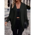 thumbnail image 4 of Women's  Knit Cardigan Open Front Batwing Sleeve Cape Style Loose Fit Longline Top, 4 of 5