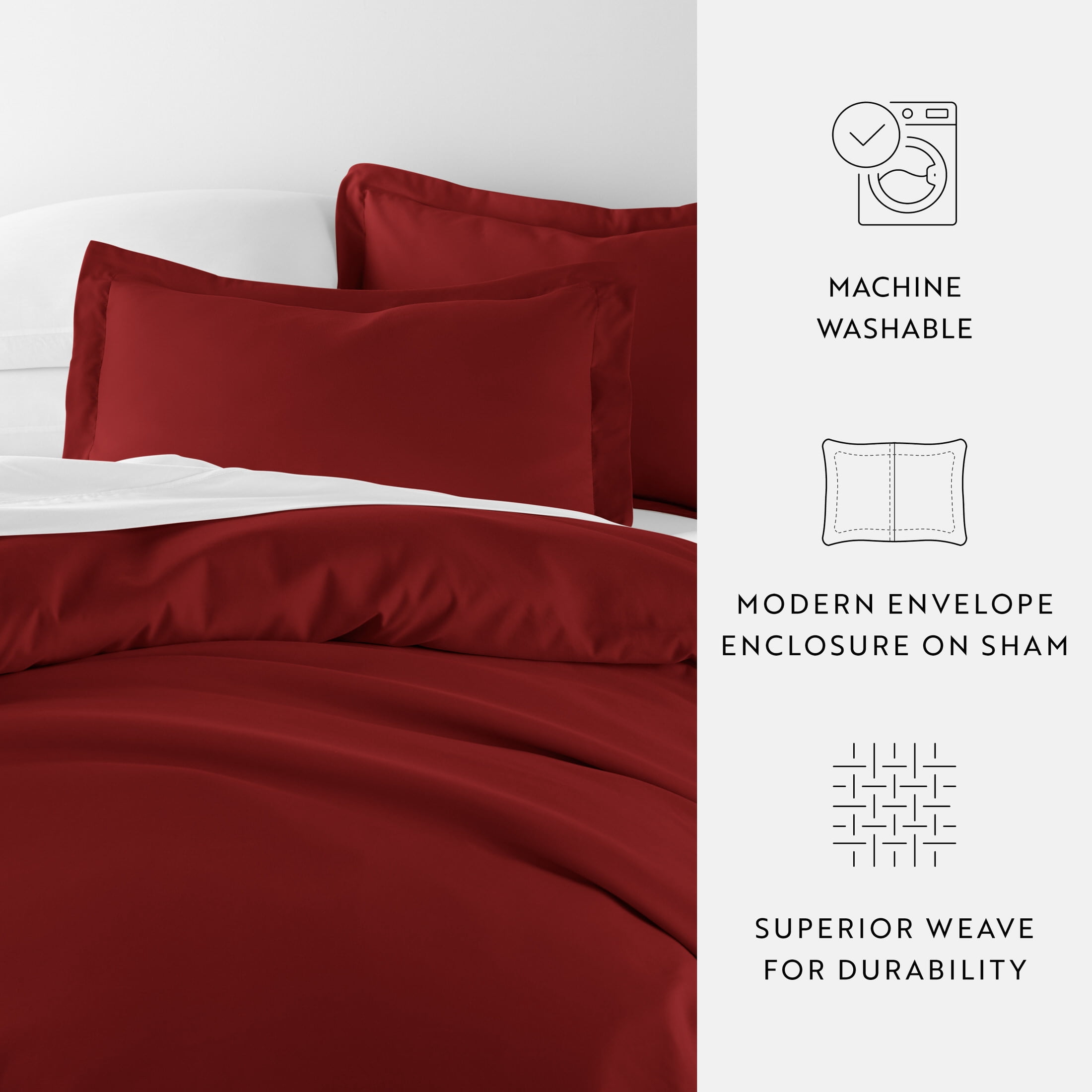 Noble Linens 2-Piece Burgundy Duvet Cover Set, Twin/Twin XL