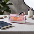 thumbnail image 6 of romoty Holographic Clear Pencil Case, Orange Iridescent Zipper Stationery Pouch Portable Cosmetic Makeup Bag for Desk Office Adults, 6 of 7