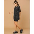 thumbnail image 4 of Allegra K Blusa Top Suelto Cuello Redondo Mangas Cortas Estampado De Estrellas MetÃ¡lico Para Mujer Negro S Unique Bargains Camisa, 4 of 6