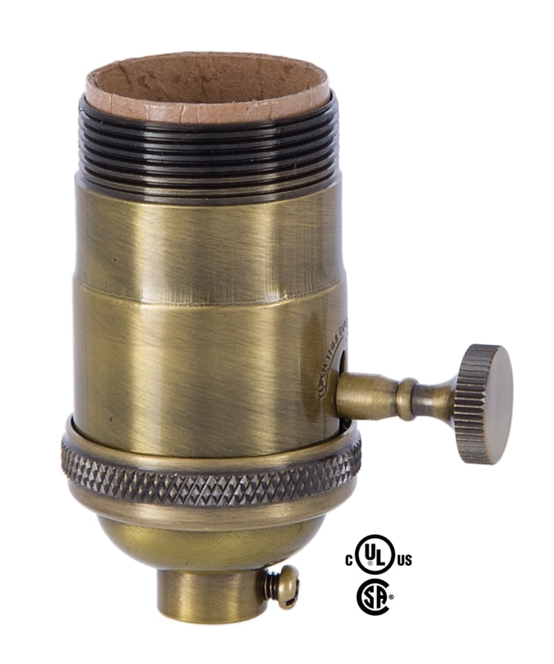 B&P Lamp Heavy Brass Socket - Antique Bronze, Pull Chain On/Off, Uno Thread, For Lamp Restoration