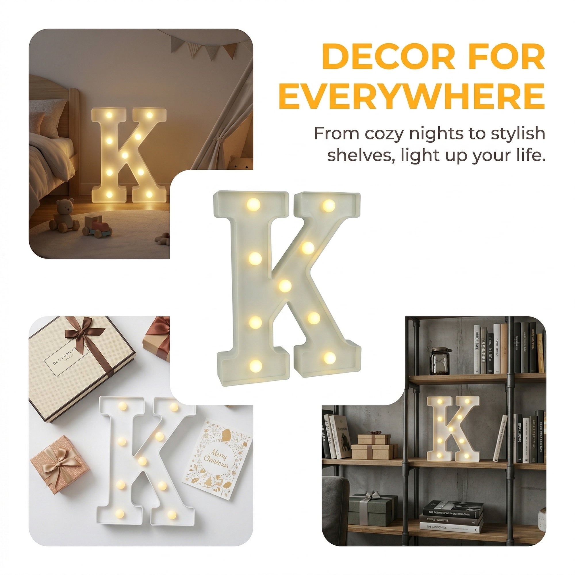 Unique Bargains Marquee Letters With Lights LED Light Up Signs Letter K 6.5"L x 1.5"W x 8.5"H