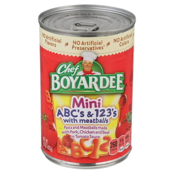 2 Pack - Chef Boyardee Pasta Mini Pasta & Meatballs Abcs & 123S 15 oz Package May Vary