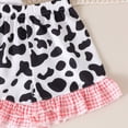 thumbnail image 4 of Toddler Baby Girl Outfits Summer Clothes Set Cow Embroidery Print Ruffle Top and Cow Print Shorts Set Cute Pattern Printed Outfits 2-3 Years, 4 of 7