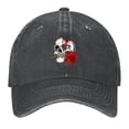 thumbnail image 2 of Skull Rose Print Vintage Wash Dad Hat Adjustable Curved Brim Baseball Cap,Casual Outdoor Sports Fishing Cap for Men and Women, 2 of 9