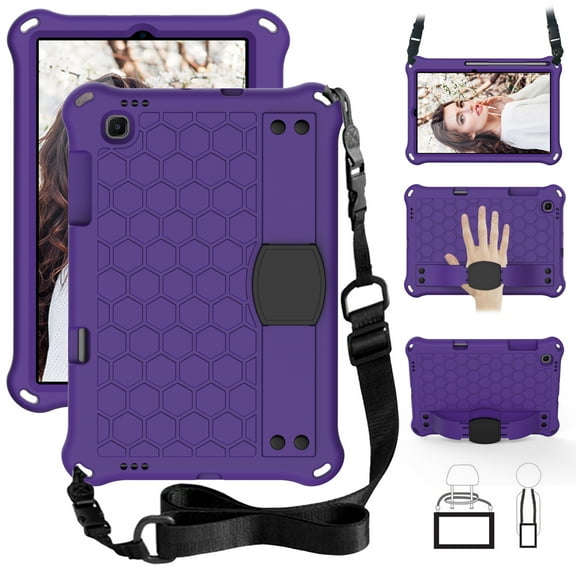 TECH CIRCLE Case for Lenovo Tab M10 (TB-X306) & Tab M10 FHD Plus (TB-X606) & Tab K10 (TB-X6C6) Tablet (10.3in) - Lightweight Protective Shockproof Back Cover Case with Shoulder Strap (Purple Black)