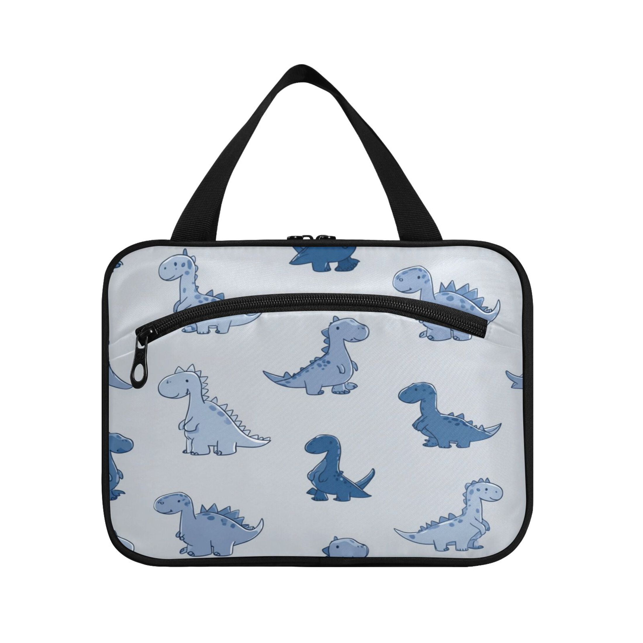 Travel Toiletry Bag with Metal Hook Large Capacity Cosmetic Bag Toiletry Bags for Travel, Gym, Camping Cute Blue Dinosaurs