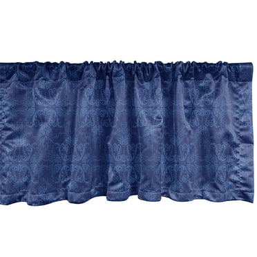 Ambesonne Damask Window Valance, Victorian Baroque Ornament, 54" X 12", Indigo