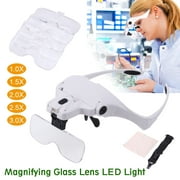 Wivarra 5 Lens Adjustable Loupe Headband Magnifying Glass Magnifier with LED Light