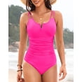 thumbnail image 3 of Traje de baño de una pieza Yonique Tummy Control V Wired Rosa intenso, 3 of 5