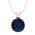 thumbnail image 3 of 3.0 ct Brilliant Round Cut Solitaire VVS1 Genuine Blue Sapphire Solid 14k Pink Rose Solid Gold Everyday Affordable Designer Necklace Pendant with 18" Solid Gold Chain by Clara Pucci, 3 of 6