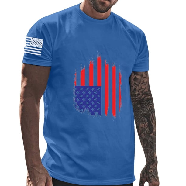 Mens Casual Pantalones Cortos Cuello Redondo Gradación Impresión Suéter Camiseta, Blusa Deportiva de Fitness para Hombres