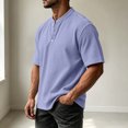 thumbnail image 6 of akafmk Mens Waffle Shirts Short Sleeve Crewneck T-shirts Button Front Sporty Daily Wear Summer Casual Shirts, Size 3XL, 6 of 8