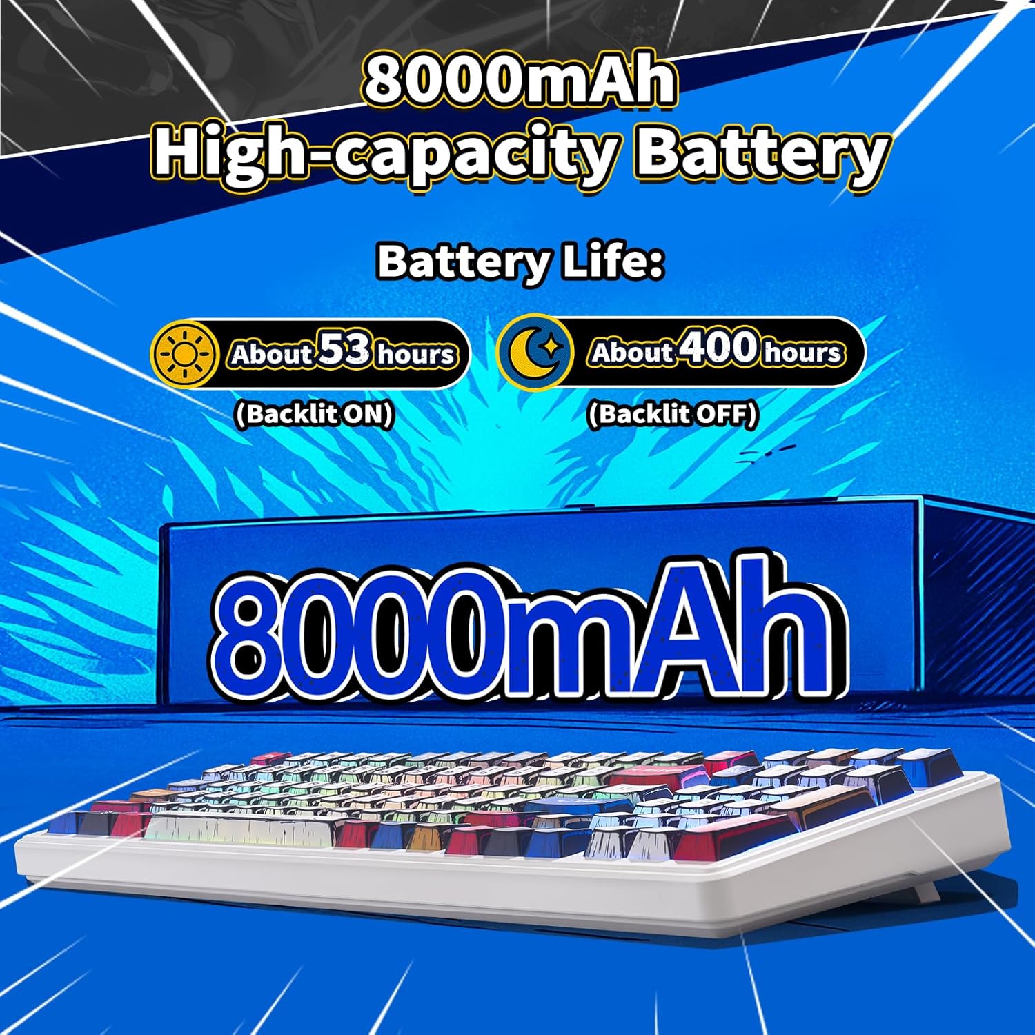 AULA F99, 99-Key, Wireless, Hot Swappable, Mechanical Gaming Keyboard, RGB, 5-Layer Padding, 8000 mAh Battery
