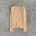 thumbnail image 1 of Suéter de cuello bajo con cuello en U y hilo de principios de primavera, suéter de mohair, camisa básica ajustada para mujer, 1 of 6