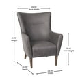 thumbnail image 5 of BizChair Traditional Wingback Accent Chair, Commercial Grade Faux Leather Upholstery and Wooden Frame and Legs, Dark Gray, 5 of 10