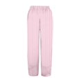 thumbnail image 5 of Women's Casual Pants Striped Linen Pants For Women Summer Casual Wide Leg Pants With Pockets Comfy Cropped Palazzo Pants,Pink Women's Casual Pants S, 5 of 5