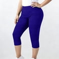 thumbnail image 2 of LAJPXKHY Womens Plus Size Capri Leggings Ribbed Elastic High Waisted Casual Stretchy Slim Fitted Athletic Workout Yoga Capris Pants, 2 of 7
